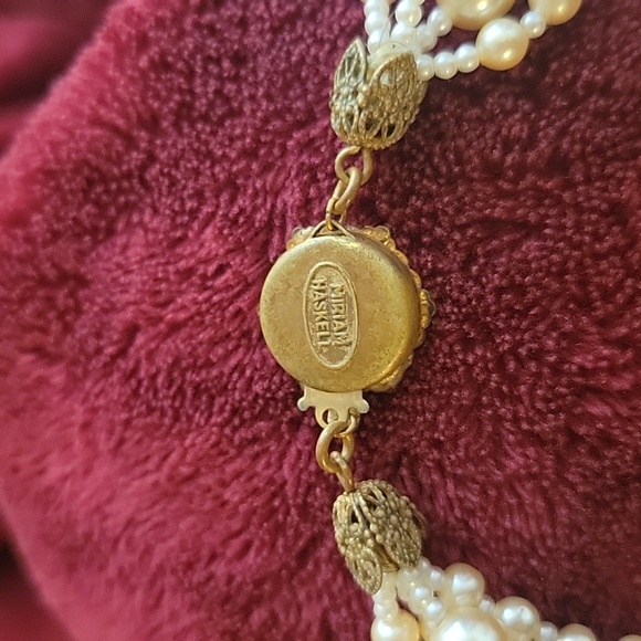 BRIDGERTON Sale! MIRIAM HASKELL Signed Authentic 3 Strand Baroque Pearl Necklace